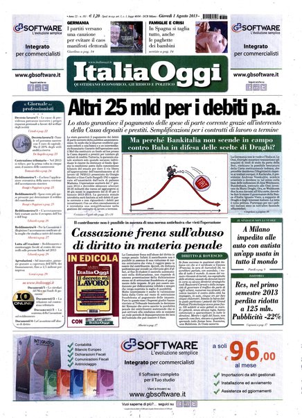 Italia oggi : quotidiano di economia finanza e politica